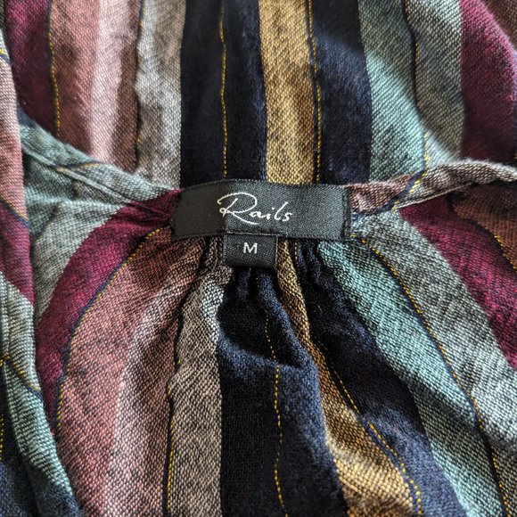 Rails Beaux Varadero Stripe Linen Blend Long Sleeve Blouse Medium - Picture 13 of 16